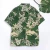 Men's Casual Shirts Summer Shirt Turn-down Collar Floral Leaves Pattern Male Short Sleeve Breathable Hawaiian Streetwear