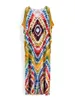 Plusstorlekar 2024 Bohemian Multicolor V Neck Loose Kaftan Dress for Women Summer Casual Batwing Sleeve Vacation Long Q1464
