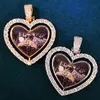 Hello hip-hop Custom Rotating Double-Sided Heart Love Shape Photo Pendant for Men Women Make Memory Picture Necklace Chain Hip Hop Jewelry