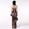 Casual Dresses 5pcs Wholesale Bulk Items Lots Sexy Strapless Halter Print For Women Sleeveless Long Dress Elegant Pretty Party X13093