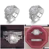 Pierścienie zespołowe Rozmiar 5/6/7/8/9/10 Vintage Biżuteria okrągła cut Sterling Sier White Topaz CZ Diamond Stones Wedding zaręczyny Pierścień Bridal Dh3kn