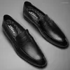 Casual Shoes 2024 Men Genuine Leather Formal Dress Business Loafers Designer Breathable Slip On Driving