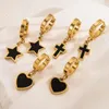Brincos berros punk aço inoxidável pingente de esmalte preto para mulheres Vintage Metal Heart Star Cross Round Round Jewelry Gifts