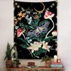 Tapestries Butterfly Boho Tapestry Yellow Flower Wall Estetic Soffa Bed Dorm Yoga Bedroom Room Decor Hanging 150x200 cm