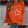 Kvinnors hoodies tröjor kvinnor hoddies hösten plover långärmad valentiner dag t-shirts 3d tryckt grafisk kärlek o nacke overiz dh5mt