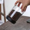 Garrafas de armazenamento alimento garrafa de vidro de grau de vidro jarra integrada bomba de vácuo tampa de traço de café selado de café selado