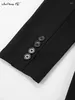 Vestidos informales Neck en V. Un pequeño vestido negro hueco para mujeres primavera de verano 2024 mangas largas A-línea Oficina de la oficina Damas