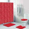 Bath Mats 4pcs Snowflakes Rose Dots Red Banyo Paspas Bathroom Carpet Toilet Mat Set Tapis Salle De Bain Alfombra Bano
