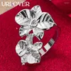 Cluster Rings 925 Sterling Silver Ring For Woman Flower Zircon Crystal Lady Party Wedding Fashion Fine Jewelry Birthday Christmas Gifts