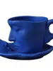 Mughe 1 set cucchiaio di tazza di ceramica Giovano creativo Pensatore di faccia in acqua Cao caffè da 260 ml di articoli per la casa Arredicazione della casa