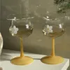 Wine Glasses INS Korean 3D Flower Milk Coffee Cup Crystal Cocktail Champagne Glass Irregular Home Party Alcohol Juice Drinking 280ML