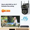 Kamery Outdoor 360 ° WiFi CCTV IP Ochrona bezpieczeństwa 8mp 4K bezprzewodowe nadzór wideo dla inteligentnych kamer domowych Alexa