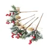 Dekorativa blommor mini konstgjorda julbärgrenar med rep blommiga plockningar för bröllopsträd semester bord mittpieced dekor