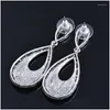 Brincos de lustres de candelabro Leaker Vintage Waterdrop for Women Black Sier Color Fl Cubic Zirconia Party Fashion Jewelry Lk3 Drop del Dhoti