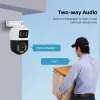 Cameras Kerui Outdoor Dual Lens PTZ 6MP Poe IP Camera Home Security Camera Video CCTV Surveillance onvif icsee Camera DualScreen