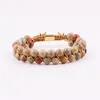 Strand Fashion 4mm 6mm 8mm Natural Stone Handmade Jewelry Shoushan Jasper Braided Macrame Bracelet Women Gift