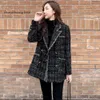 Womens Plaid 2024 Jackets Tweed Blazer Jacket Woman Winter Winter Coating Coating Vintage Designer Compley Coats Coats Heavy 221122 S S