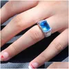 Trouwringen Geometrische blauwe kubieke zirkoonvinger voor vrouwen mannen mode sieraden sier kleur statement ring vrouwelijke anelwedding drop deli dhou33