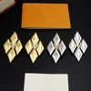 Europa America Fashion Style -Schmucksets Lady Women Messing Inlay gegen Buchstaben Rhombus plattiert Gold Go14 Wide Halskette Ohrringe M01460 M01456