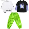 Hose Jungen Hip Hop gefälschte zweiteilige Sweatshirt Cargo Hosen Mädchen Street Dance Minirirts Jogger Kinder Streetwear Kinder Jazz Kleidung L46