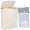 Laundry Bags 150L Basket With Lid Large Hamper Bamboo Handle Collapsible Dirty Clothes Organizer