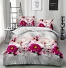 Sängkläder sätter sängkläder Dropship Luxury Celebrate Chinese Red Designer 3D Rose Flower Däcke Cover Bed Sheet Pillow Case