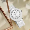 Relojes de mujeres SINOBI ES MODA DE MODERA CERÁMICA REALES Regalos Diamantes White Womens Quartz Muñecas RELOJ MUJER L240402