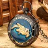 Pocket Watches Steampunk retro music pocket with crocodile pattern design large-sized quartz music door decoration pendant pocket clock with chain L240402