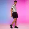 Shorts pour hommes pantalons en cuir brillant des vêtements de performance une pièce pour les fêtes disco