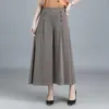 Dames broek lente zomer wide been vrouwen casual vaste kleur elastische hoge taille broek losse vrouw enkellengte recht