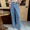 Kadınlar Kot Düzensiz Düğme Yüksek Bel Düz Pantalonlar Mujer Kadın Geniş Gecikme Denim Pantolon Ropa Spring Womens Giyim