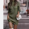 Casual Dresses 2024 Autumn/Winter High Neck Sweater Women's Fashion Long Sleeved Knitted Dress Clothing