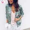 Women's Jackets SUSOLA Print Bomber Jacket Women Flowers Zipper Up Retro Coat Spring Lady Summer Long Sleeve Basic Short Biker Female