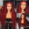 Synthetic Wigs 13X4 Red Color 180% Curly Human Hair For Women 99J Bury Transparent Deep Wave Lace Frontal Wig Drop Delivery Products Dhlb0