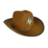 Berets Yıldız Badge Decors Cowgirl şapkası, açık hava geçirmez için büyük kavisli ağzı