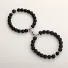 Charm Bracelets 2Pcs/Set Natural Stone Beaded For Women Men Black White Yin Yang Beads Magnetic Couple Bracelet Relationship Jewelry