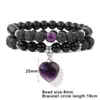 Strand Naturstein Lava schwarzer Onyx Mode Malachit Herz Anhänger Armbänder 2pcs/Set Männer Femme Frauen Schmuck Schmuck