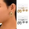 Dangle Earrings Luxurious Circle Minimalist Style Elegant Rhinestone Drop Set For Women Classic Girls