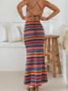 Women's T Shirts Women S 2 Piece Summer Outfits Sleeveless Colorful Stripe Cami Tops Long Bodycon Skirt Set