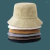 Berets sztrukołowy aksamitne żebrowane wiadra kapelusz unisex modny lekki na zewnątrz hip hop zima ciepłe wakacje rybakowy kroplowanie nakrycia głowy