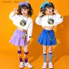 Girl's Dresses Girls Hip Hop Crop Top Solid Lovely Skirts Children Street Dance Candy Color Cheerader Mini Skirt Kids Streetwear Jazz Outfits L240402