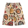 Mens Beach Pants Summer Shorts Casual Sports Cotton and Linen Prints Ytterkläder 5-tums Löst överdimensionerat {Kategori}