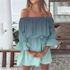 Sıradan elbiseler kadın moda omuz kapalı sundress gevşek çiçek baskı boho elbise çan kol bluz mini kadın partisi artı boyutu