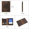 Dossier à main cousu en cuir de cheval, portefeuille de couverture de carnet de voyage pour liant A5 B5