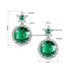 Studörhängen för kvinnor Real 925 Sterling Sier Flower Fashion Jewelry Emerald With Diamond Engagement Gift Drop Delivery DHPMV