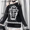 Women's T Shirts Gothic Subculture Patchwork Graphic Sweet Girl Sexy Off-Shoulder Lace Stitching Long Sleeve Tops Harajuku Y2k Top