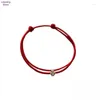 Strand 1pc Mini Frases de quatro folhas Red Thread String Bracelet Lucky Handmade Ride Charme para homens jóias de homens