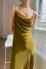 Gelegenheitskleider KARFELY/HONG Kong Style Retro!Schräg geschnitten Schwung Neckseide Samt Kleid Hosentender lang sexy sexy