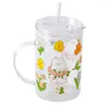 Wijnglazen 1000 ml Kawaii Glazen stro Cup Cute Girls Coffee Milk Beer Hoge capaciteit Water zomer Drinking Girl cadeau