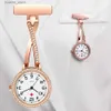 Pocket Watches Clip-on Fob Quartz Brooch Hanging Nurse Pin Fashion Luxury Crystal Men Women Unisex Full Steel Pocket relogio Clock L240402